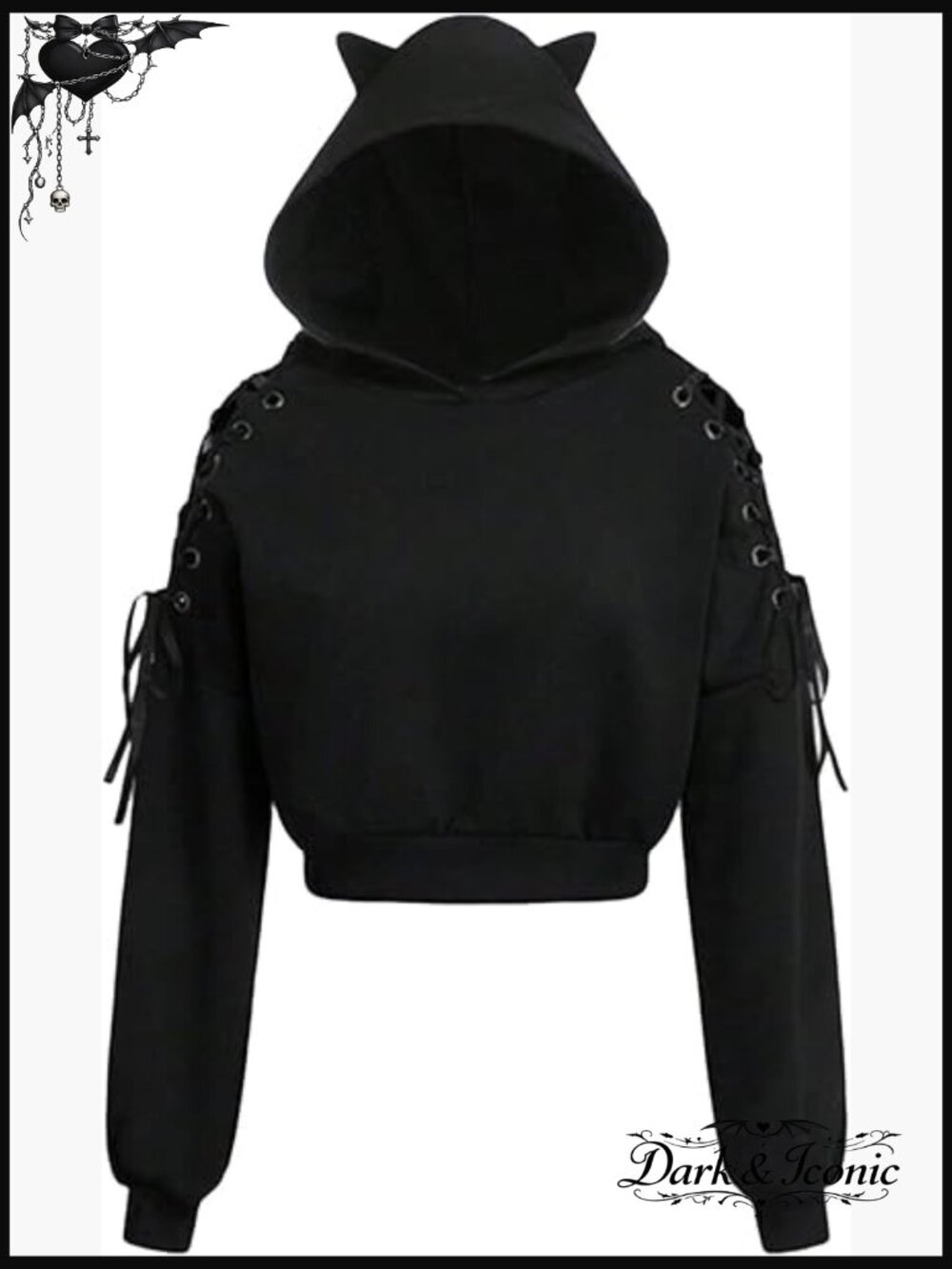 Cat Ear Crop Hoodie Long Sleeve Lace Up Pullover Sweatshirt Top